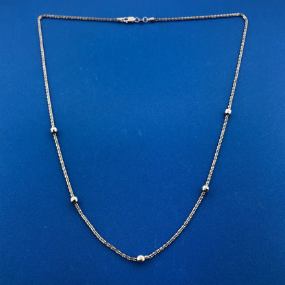 Italy 14K White Gold Twisted Rope Disco Ball Station Necklace