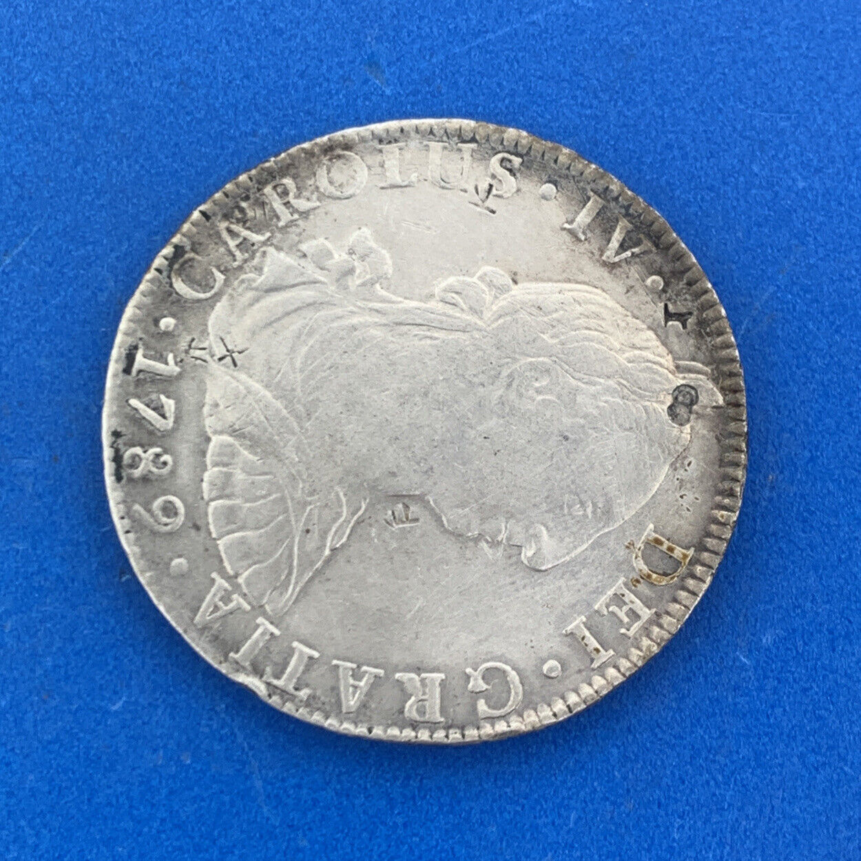 1789 Mo Mexico City 8 Reales F.M. Carolus IV DEI Gratia .903 Chop Marks Coin