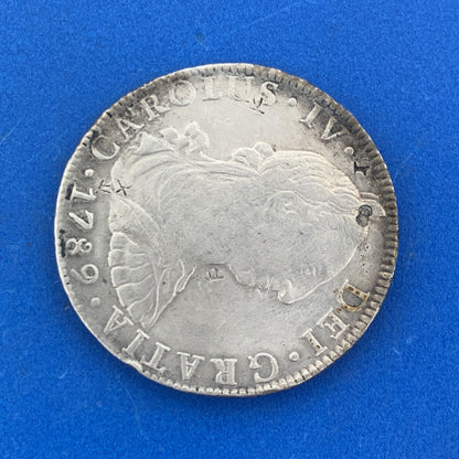 1789 Mo Mexico City 8 Reales F.M. Carolus IV DEI Gratia .903 Chop Marks Coin