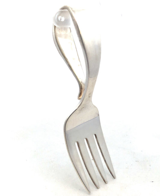 Designer Tiffany & Co. 925 Sterling Silver Curved Handle Baby Fork