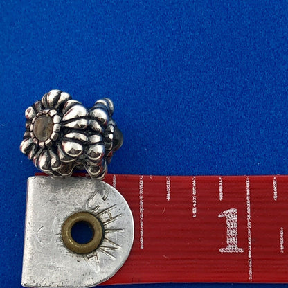 Authentic Pandora 925 Sterling Silver Purple Yellow CZ Floral Bead Charm