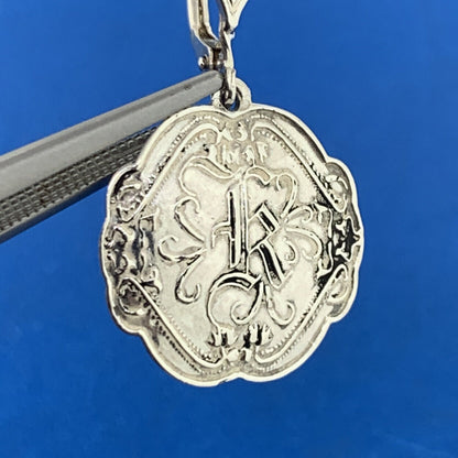 Designer Shavarsh K 925 Sterling Silver Floral Scroll Disc Drop Dangle Earrings