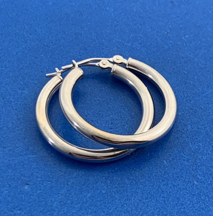 Designer Jacmel Mauritius JCM 14K White Gold Polished Hoop Earrings