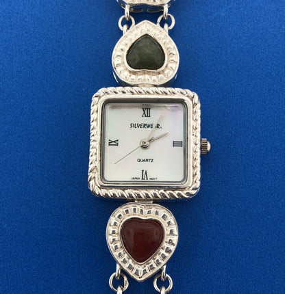 Silverwear Quartz Japanese Movement Multi-Color Heart Band Ladies Wristwatch