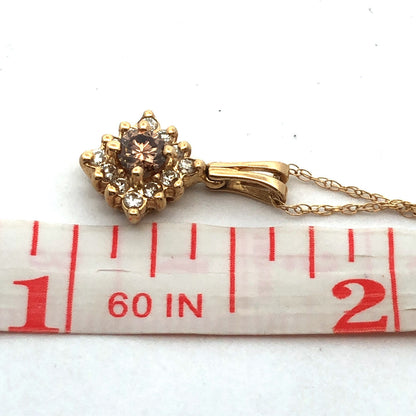 Designer 14K Yellow Gold White Mocha Diamond Pendant Necklace