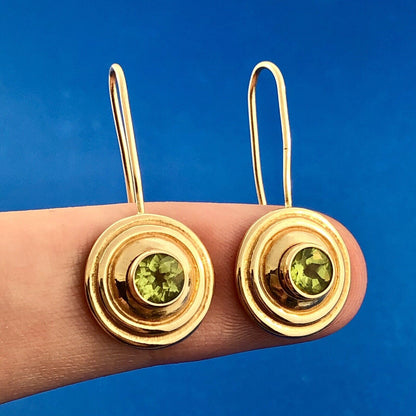 Mignon Faget 14K Yellow Gold Peridot August Anniversary Retired Hook Earrings