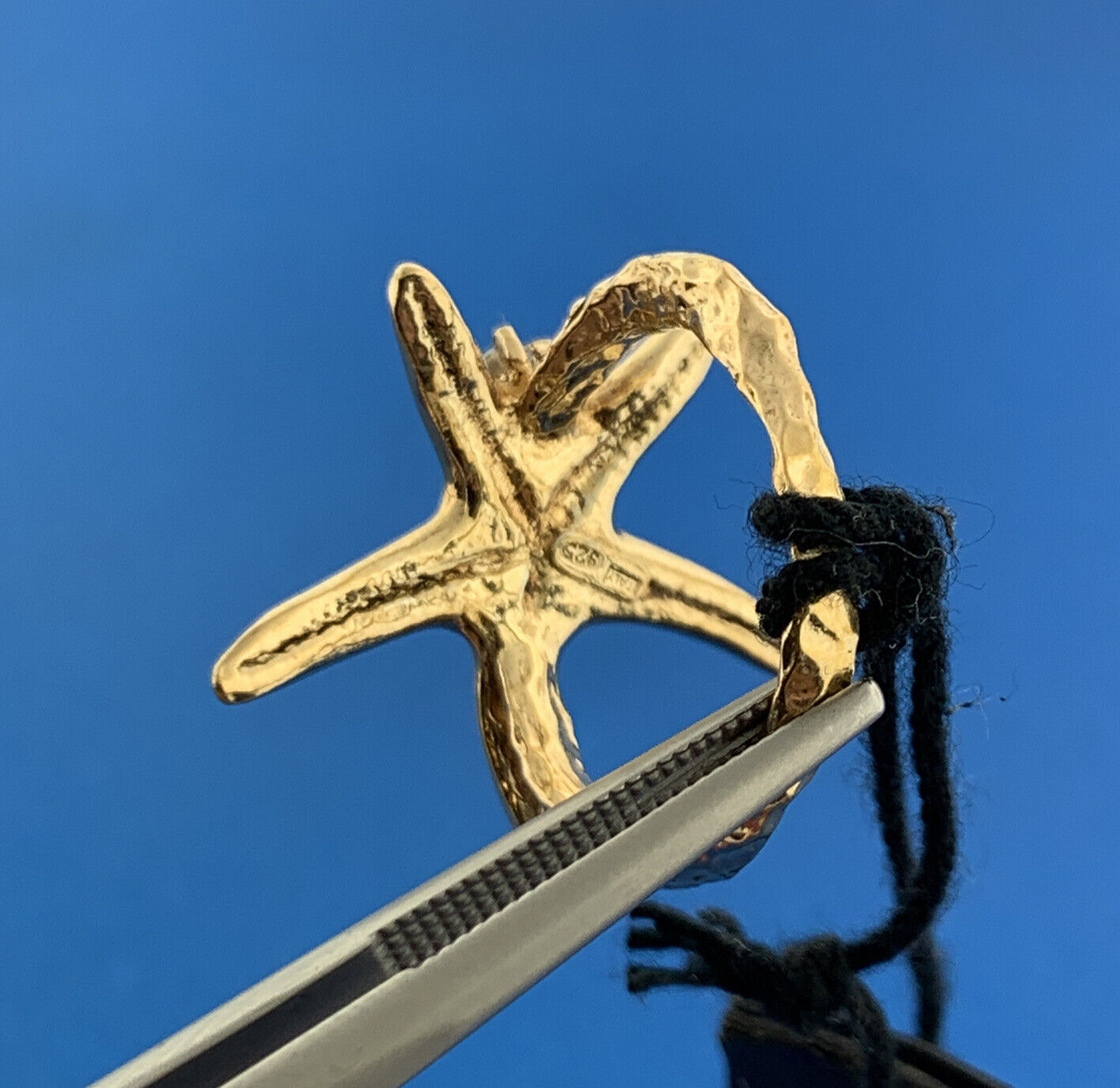 Designer Dyadema Italy 925 Sterling Silver Vermeil Cubic Zirconia Star Fish Ring