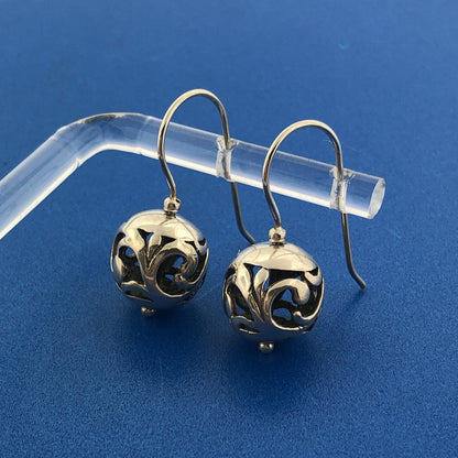 Silpada 925 Sterling Silver Open Scroll Balinese Style Ball Drop Dangle Earrings