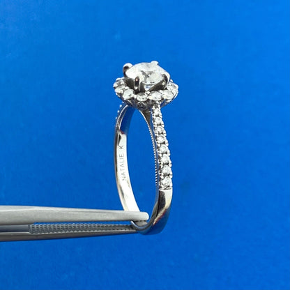 Jared Designer Natalie K 14k White Gold Round GIA Diamond Engagement Ring Size 7