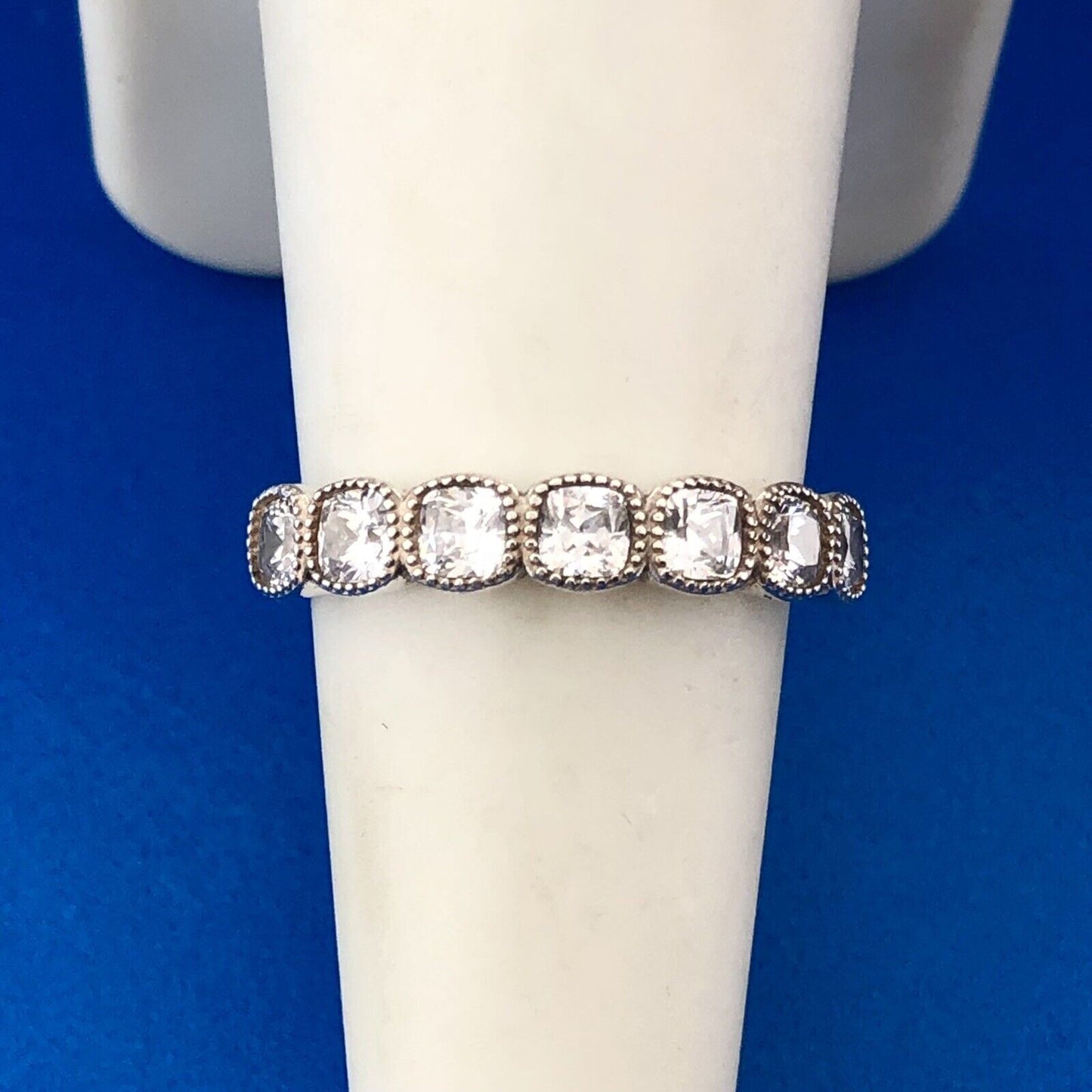 Designer Pandora 925 Sterling Silver Channel Cubic Zirconia Eternity Band Ring