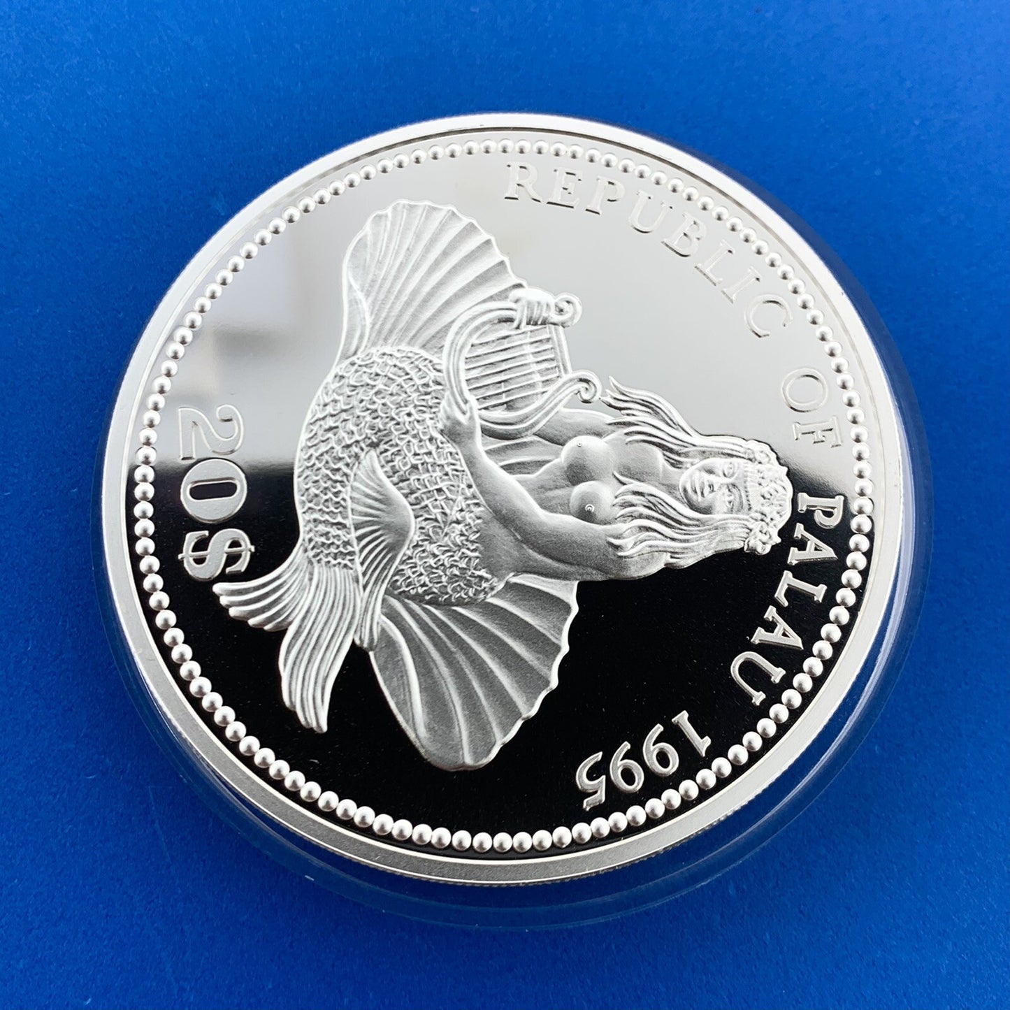 1995 Republic Palau $20 5 Oz Silver Marine Life Colorized Proof Coin Low Mntg