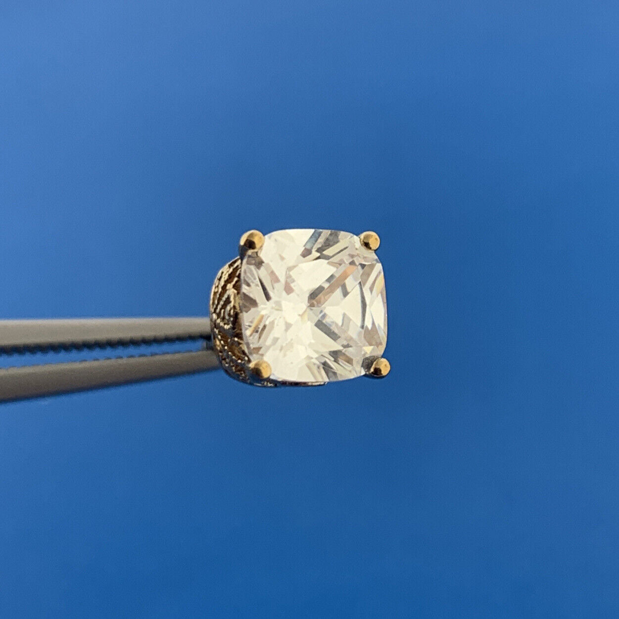 Designer VANNAK Vermeil Sterling Silver 925 Sparkling Cushion CZ Stud Earrings