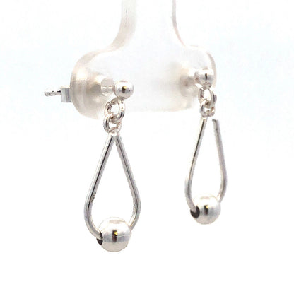 Designer BB 925 Sterling Silver Beaded Modernist Drop Dangle Stud Earrings