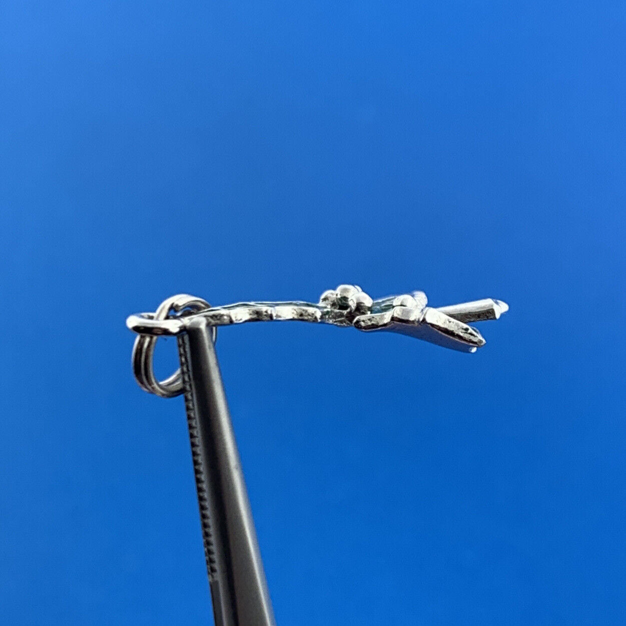 Vintage 925 Sterling Silver Green Enamel Holly Leaf Christmas Pendant Charm