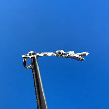 Vintage 925 Sterling Silver Green Enamel Holly Leaf Christmas Pendant Charm