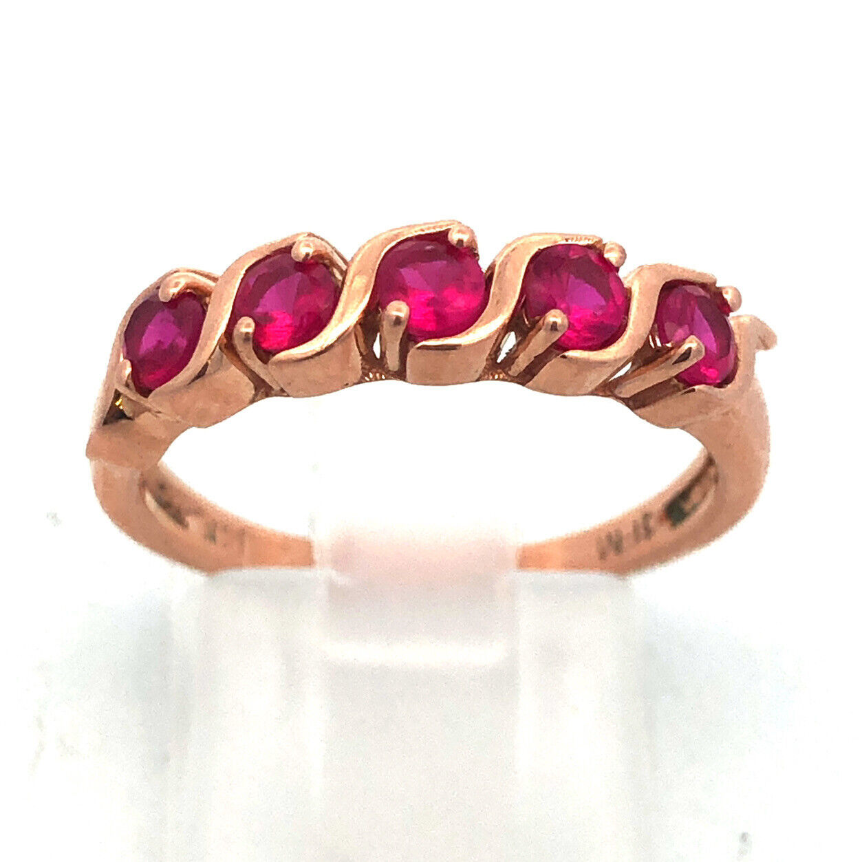 Estate Designer JFM 14K Rose Gold Ruby July Anniversary Occasion Band Ring