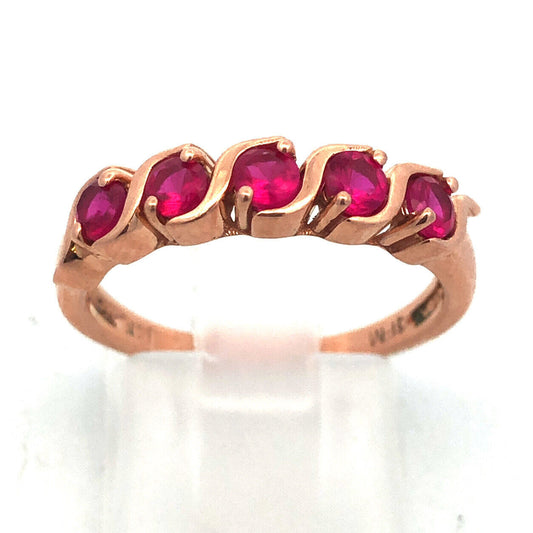Estate Designer JFM 14K Rose Gold Ruby July Anniversary Occasion Band Ring