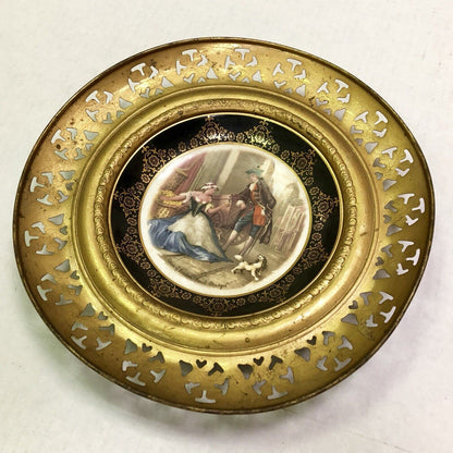 Vintage Regency Bone China England "Sweet Oranges" Brass Encased Wall Plate