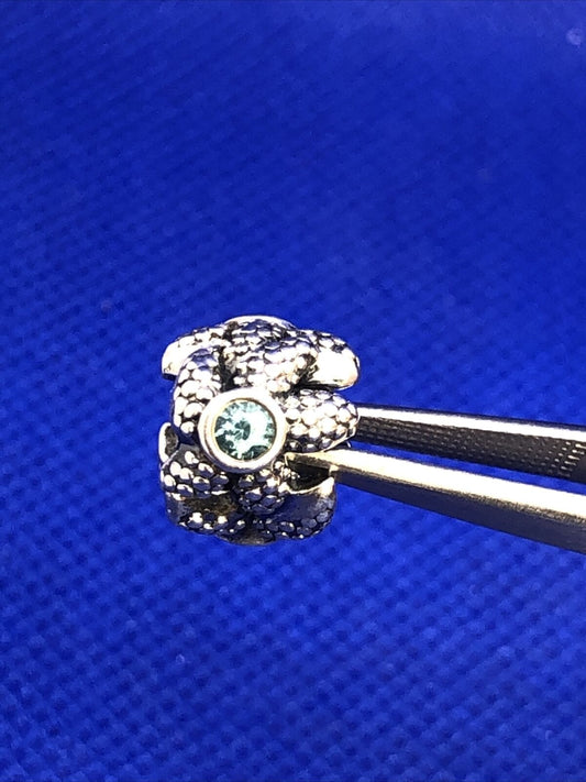 Retired PANDORA ALE 925 Sterling Silver Blue Spinel Sea Starfish Charm 791163