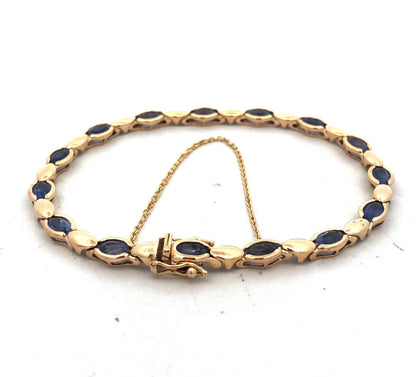 Designer MQ 14K Yellow Gold Oval Tanzanite Tennis Bracelet