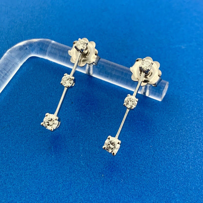 Designer Roberto Coin 18k White Gold Round Diamond Ruby Vertical Stud Earrings