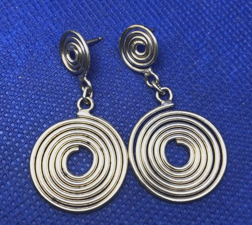 Designer Sterling Silver 925 Crop Circle Dangle Drop Stud Earrings