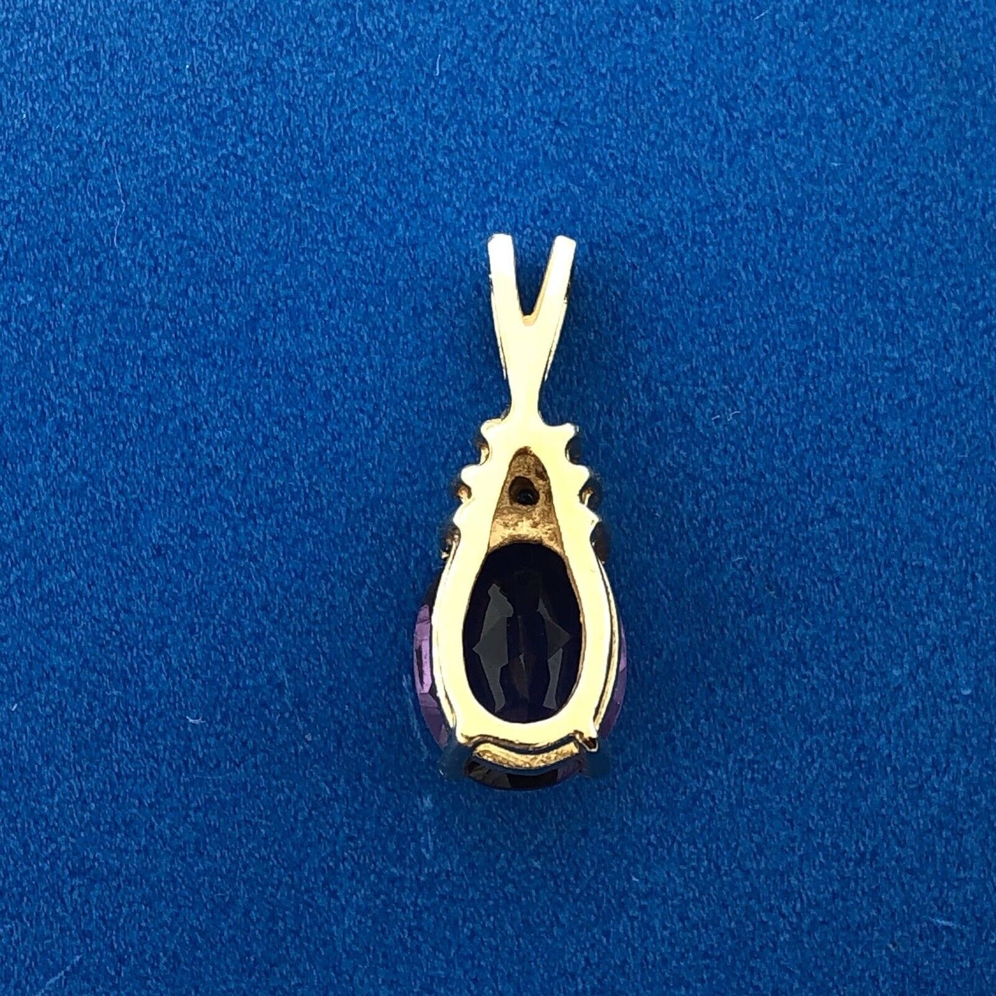 Estate 14K Yellow Gold Oval Amethyst Diamond Accent February Anniversary Pendant