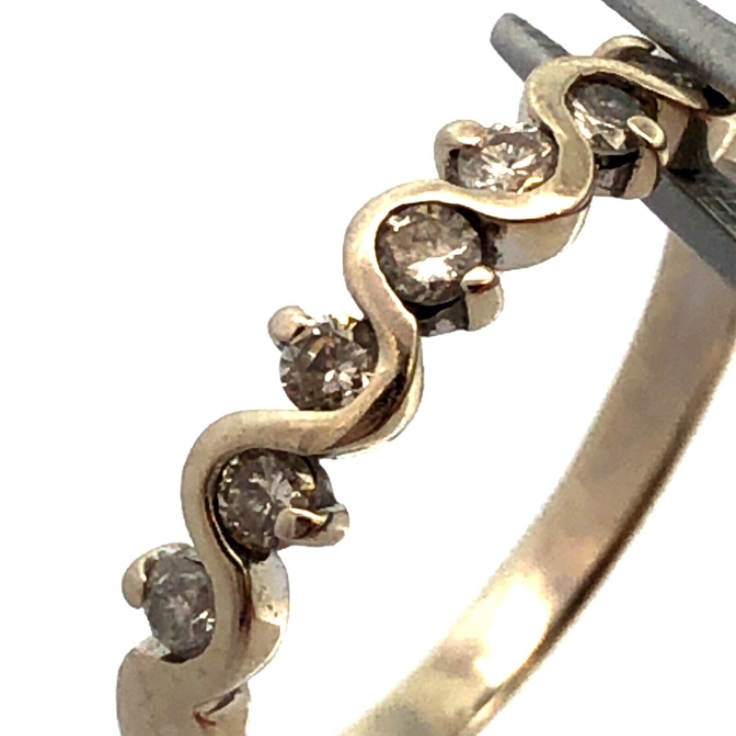 Designer KCO 14K White Gold Round Diamond Wave Wedding Anniversary Band Ring