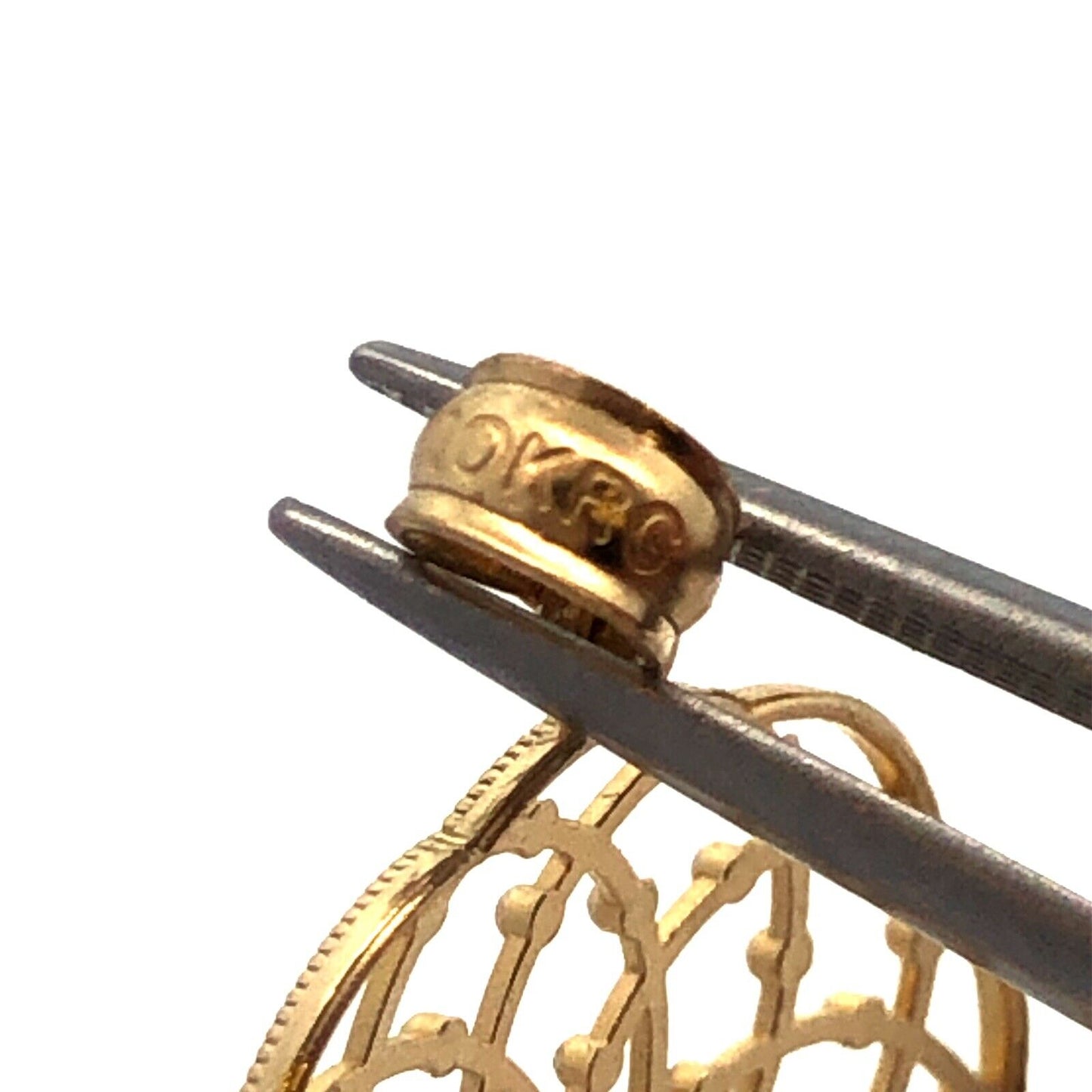 Vintage RG 10K Yellow White Gold Textured Round Statement Pendant