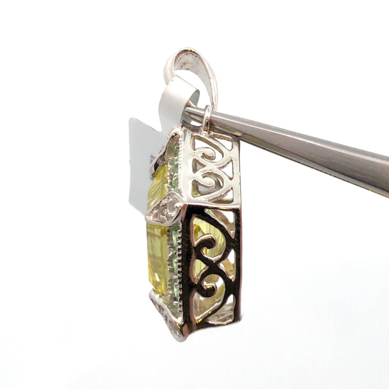 Designer TGGC 925 Sterling Silver Peridot Green Tourmaline White Topaz Pendant