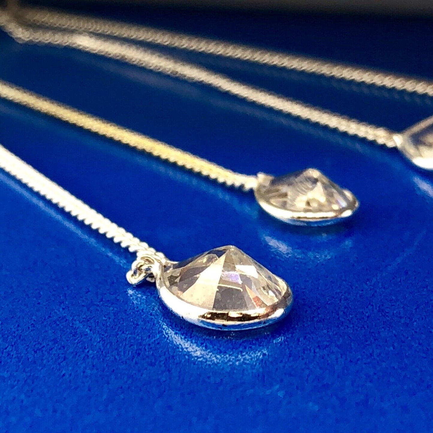 Designer CIJ Sterling Silver 925 Cubic Zirconia CZ Double Drop Dangle Earrings