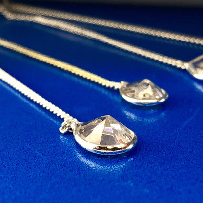 Designer CIJ Sterling Silver 925 Cubic Zirconia CZ Double Drop Dangle Earrings