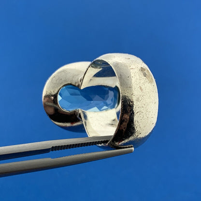 925 Sterling Silver Designer Blue Topaz Solitaire December Anniversary Ring