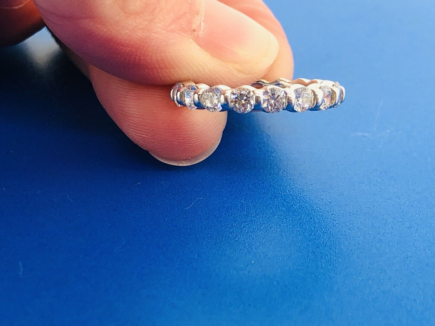 925 Sterling Silver Round Cubic Zirconia CZ Wedding Bridal Eternity Band Ring