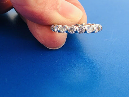925 Sterling Silver Round Cubic Zirconia CZ Wedding Bridal Eternity Band Ring
