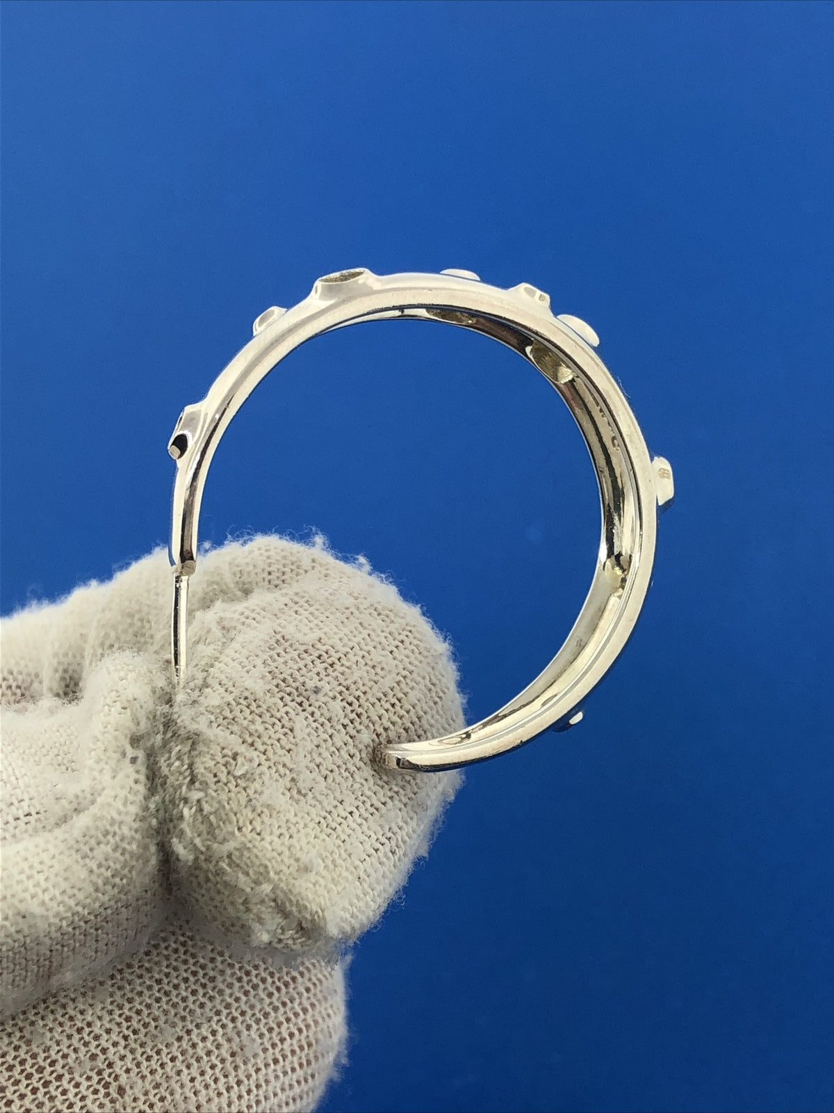 Spectacular 925 Sterling Silver Modernist Moon Crater Open Hoop Earrings