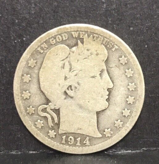 1914 P Silver Barber Quarter Better Key Date Philadelphia Coin Rare Scarce