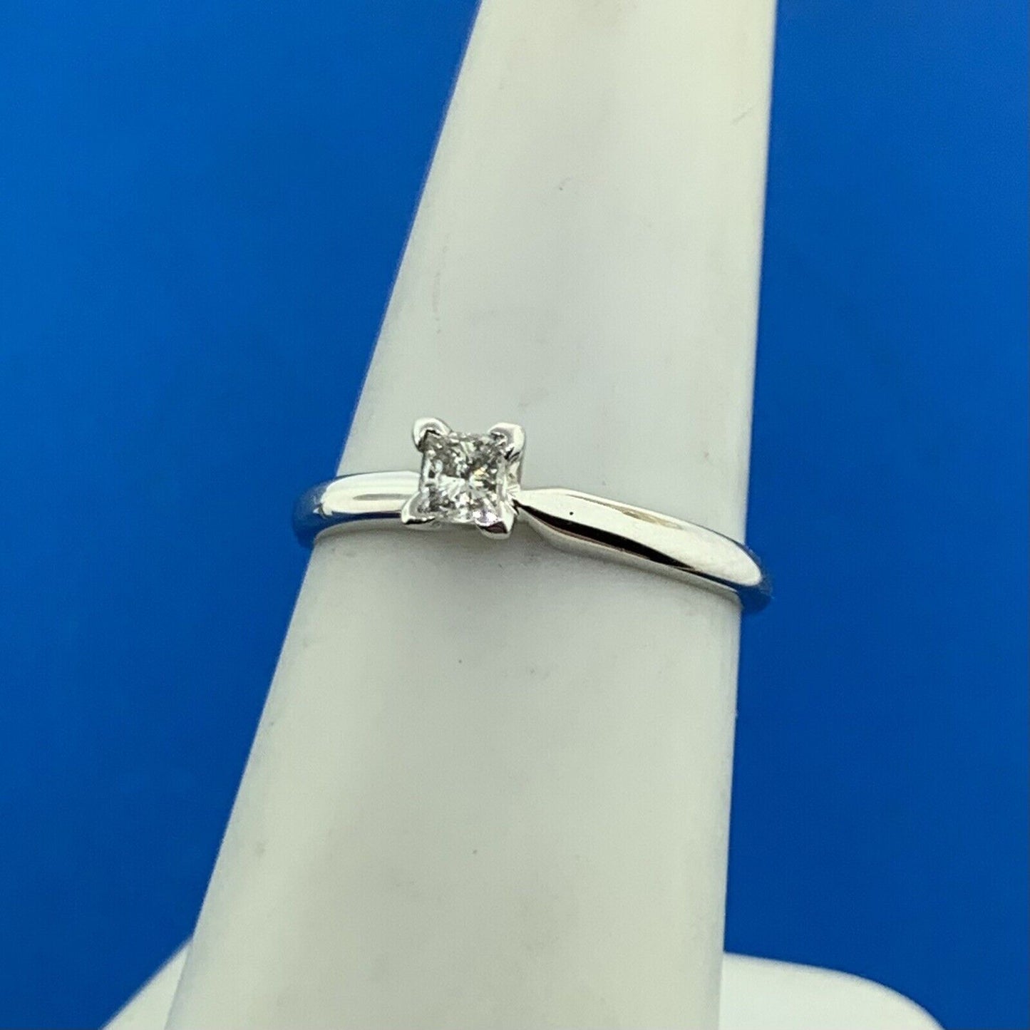 Designer 14K White Gold Princess Diamond Solitaire Engagement Ring