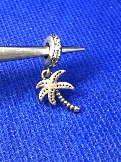 Pandora ALE 925 Sterling Silver Cubic Zirconia CZ 791540 Palm Tree Dangle Charm