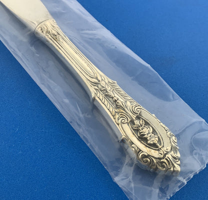 Designer Wallace Sterling Silver 925 Rose Point Pattern Dinner Knife Flatware