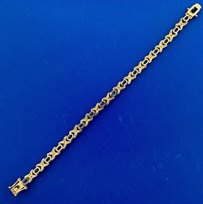 Designer DBJ Sterling Silver 925 Vermeil Blue Topaz Diamond X O Tennis Bracelet