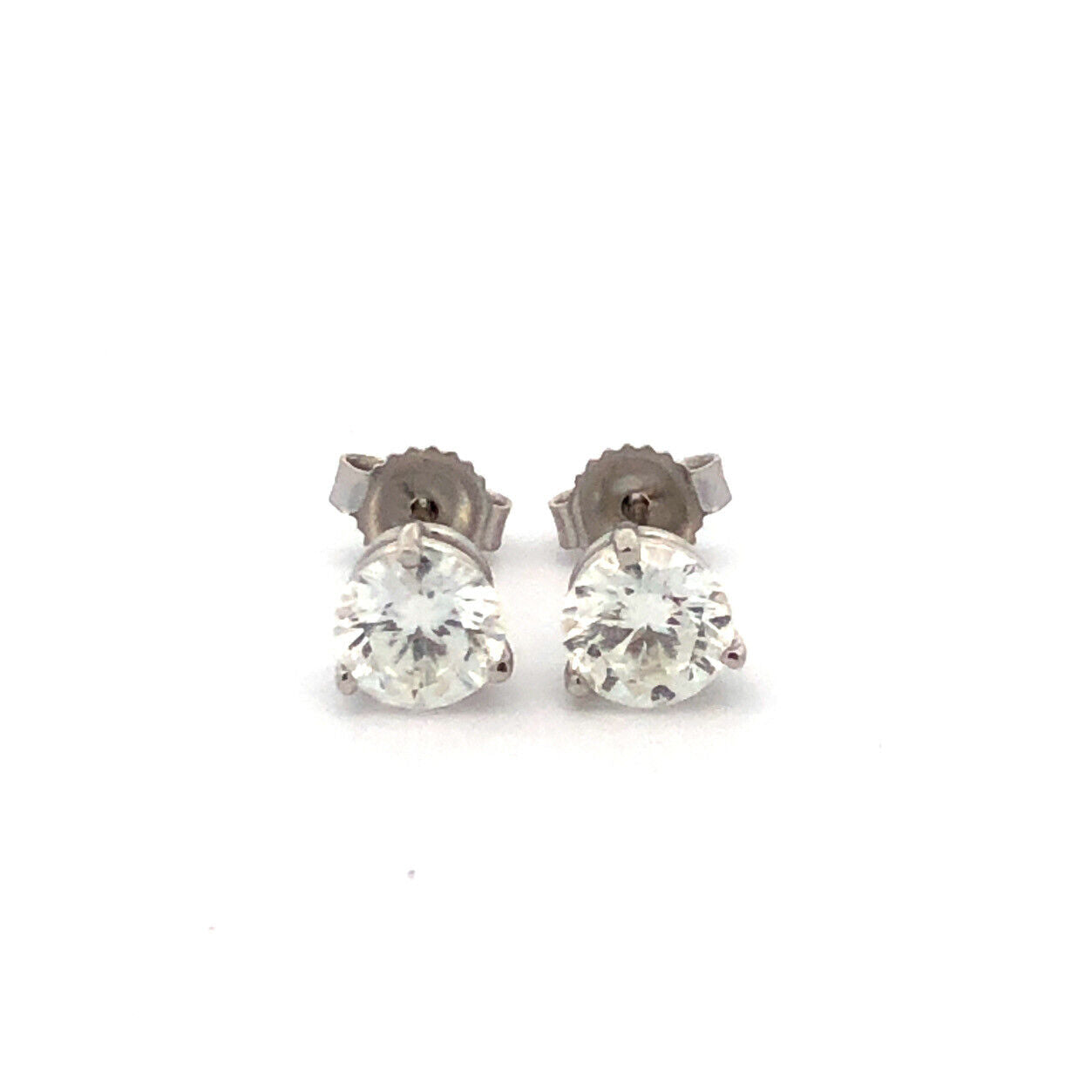 Designer 14K White Gold Round Diamond Solitaire Stud Earrings