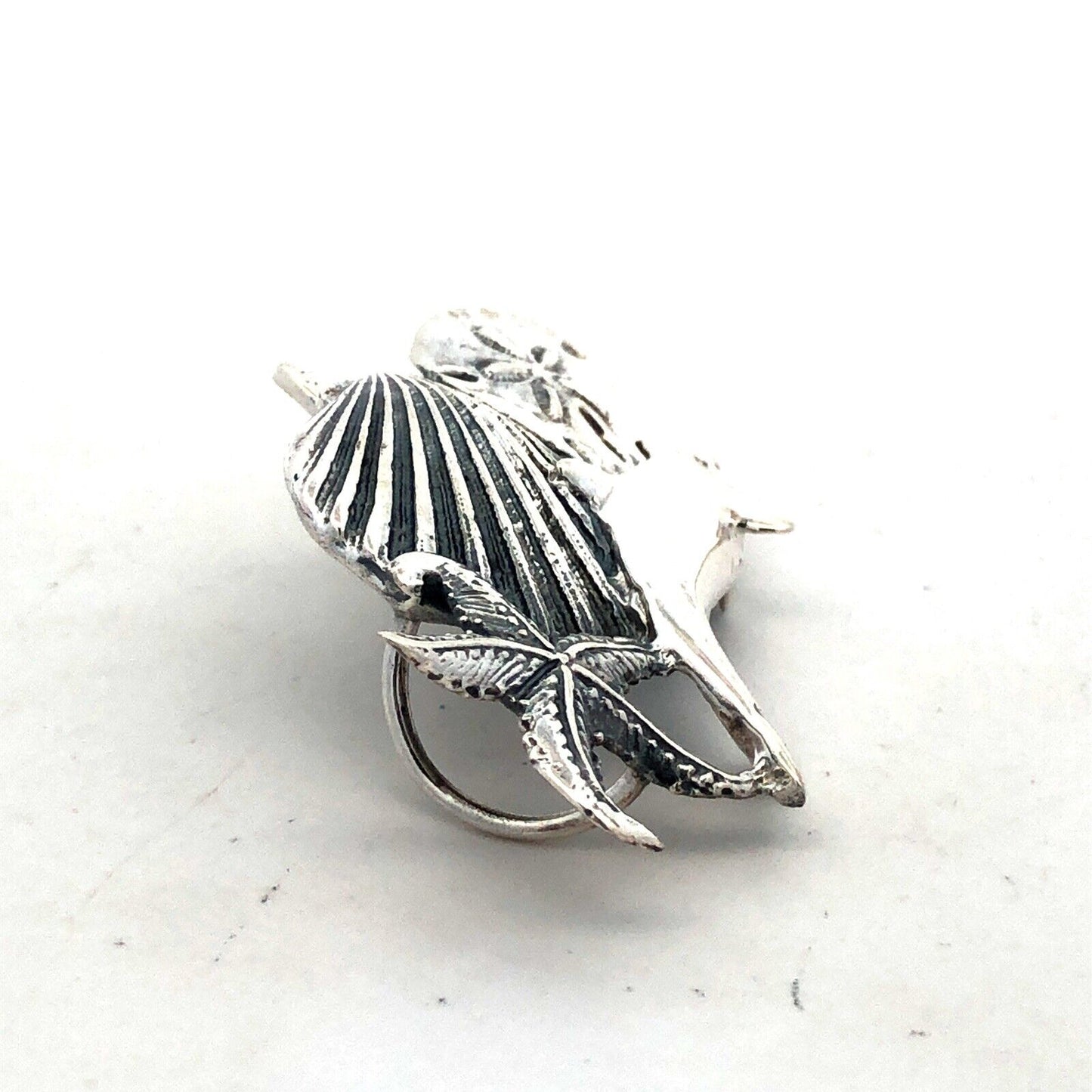 Estate 925 Sterling Silver Ocean Sea Dolphin Starfish Shell Beach Pendant
