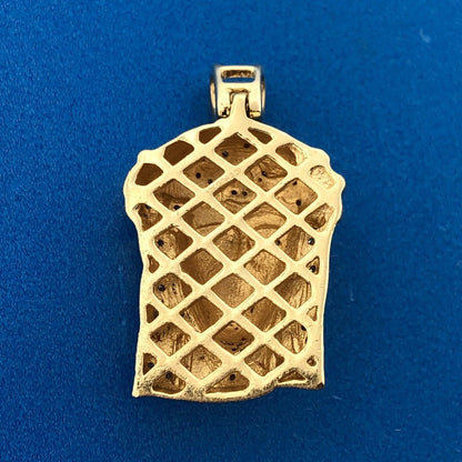 Designer 10K Yellow Gold Diamond Christ's Head Jesus Religious Petite Pendant