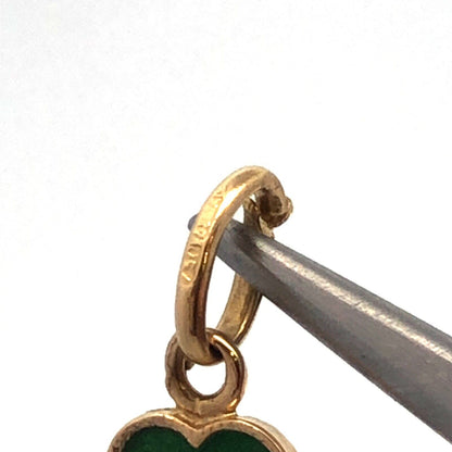 Designer 18K Yellow Gold Green Enamel 4 Leaf Clover Good Luck Charm Pendant