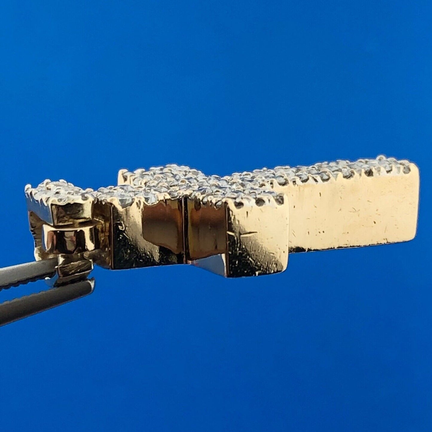 Gorgeous 10k Yellow Gold Round Cut Diamond Religious Faith Cross Dangle Pendant