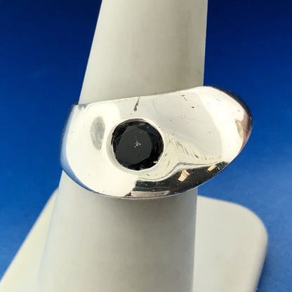 Designer Givenchy 925 Sterling Silver Round Smoky Quartz Modernist Dome Ring