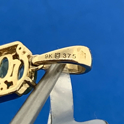 9K Yellow Gold Gemstone Diamond Accented NWT Pendant
