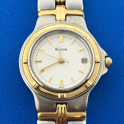 Bulova 98M36 Stainless Steel Gold Tone Accents Ladies Bracelet Watch
