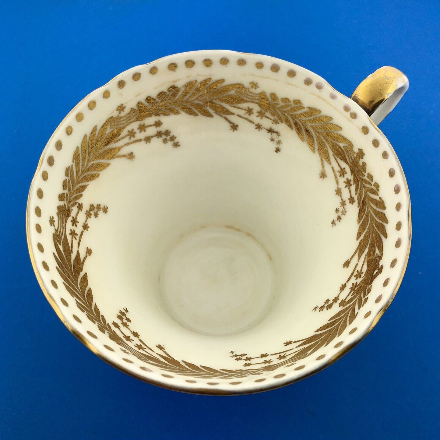 Aynsley English Bone China Cobalt Blue Gold Floral Vine Star Design Cup/Saucer